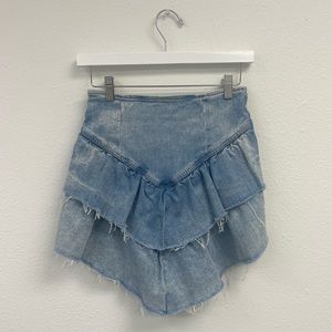 WORN ONCE MOTHER Ruffle Mini Skirt With Raw Edge